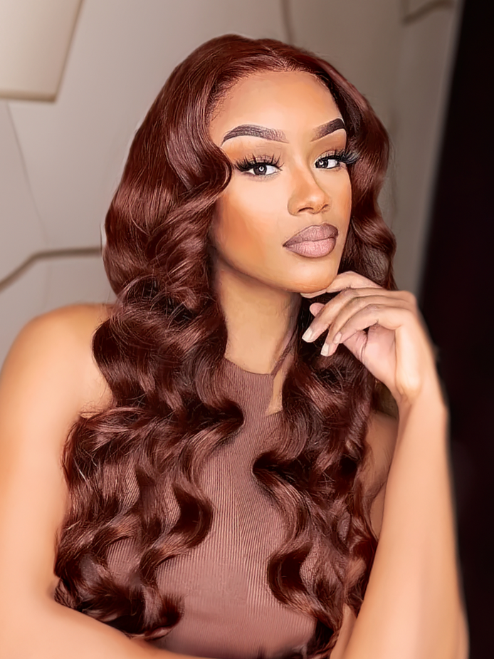 Simidola Reddish Brown Color 7x5 Lace Body Wave Wear Go Glueless Wig Pre Plucked Natural Hairline