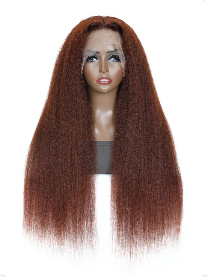Simidola Kinky Straight Reddish Brown Front Wig
