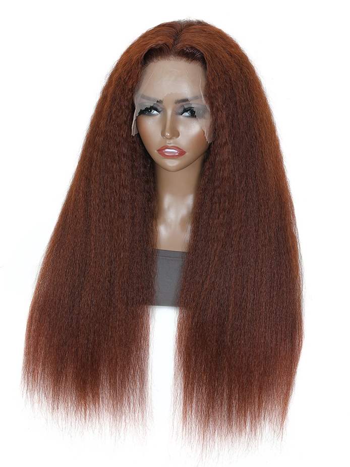 Simidola Kinky Straight Reddish Brown Front Wig