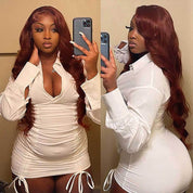 Reddish Brown Body Wave Wear Go Glueless Wigs Pre-cut 4x6 Lace Wig