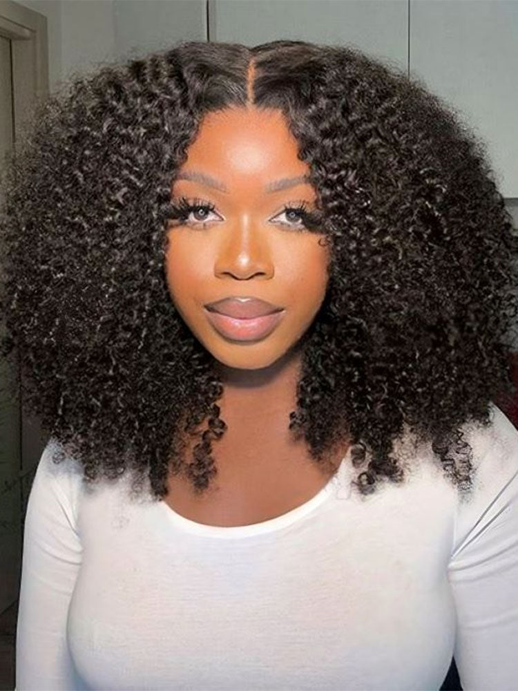 Simidola Pre-bleached 7x5 Pre-cut Pre-plucked Afro Curly Hair Glueless Wear Go Bob Wig With Drawstring