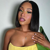 Seegethair Short Bob Straight Human Hair Wear Go Wigs With Bleached Knots Pre Cut 10x6 Lace Wigs For Women