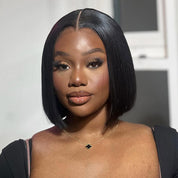 Seegethair Short Bob Straight Human Hair Wear Go Wigs With Bleached Knots Pre Cut 10x6 Lace Wigs For Women