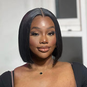 Seegethair Short Bob Straight Human Hair Wear Go Wigs With Bleached Knots Pre Cut 10x6 Lace Wigs For Women