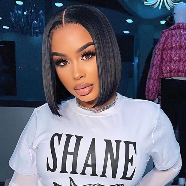 Seegethair Short Bob Straight Human Hair Wear Go Wigs With Bleached Knots Pre Cut 10x6 Lace Wigs For Women