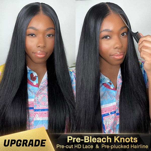Seegethair Straight Hair 10x6 Lace Front Wigs Bleached Knots Glueless Wear Go Wigs Pre-cut HD Lace Wigs