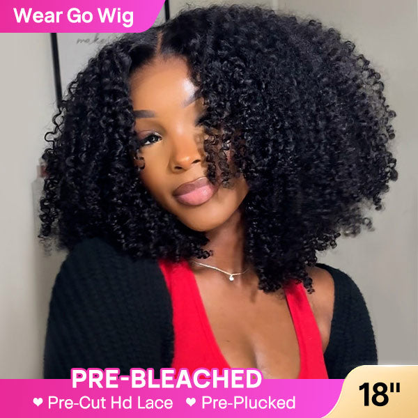 Seegethair Bleached Knots Afro Curly Wear Go Wig Ready To Wear HD Lace Glueless Human Hair Wigs