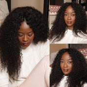 Seegethair 250% Density Glueless Wear Go V Part Wig Human Hair Kinky Curly Hair Wig Beginner Friendly