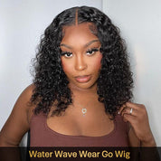 Bleached Knots Water Wave Bob Wear Go Wig 7x5 HD Lace Glueless Wigs 10x6 Human Hair Wigs 180% Density