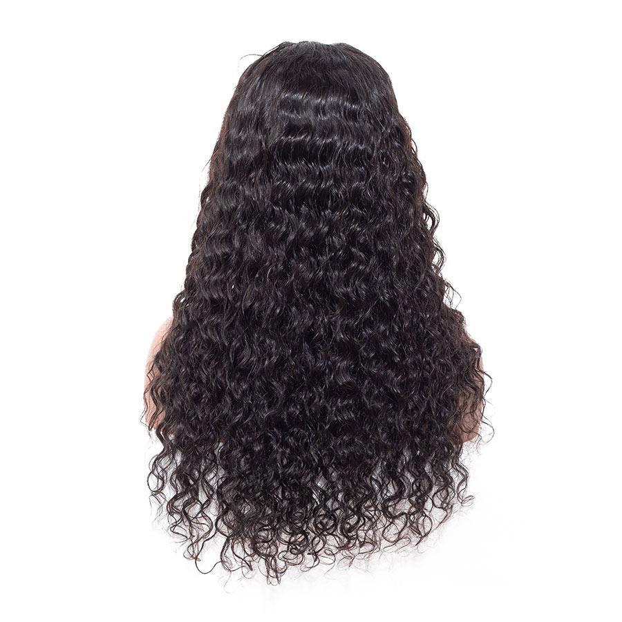 Seegethair Water Wave 7x5 HD Lace Glueless Human Hair Wigs With Drawstring Bleached Knots Nautral Curly Wigs