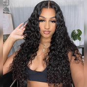 Seegethair Glueless Wigs V Part Wigs 250% Density Water Wave Wigs Thin Part Human Hair Wig With Drawstring