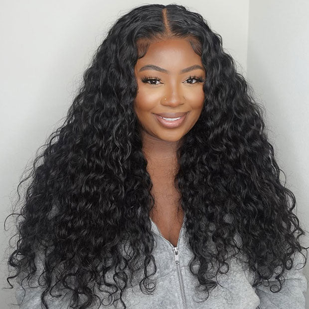 Seegethair Water Wave Glueless Human Hair Wigs Pre Everything Wear Go Wigs For Women HD Lace Front Human Hair Wigs With Drawstring