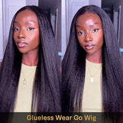 Seegethair Bleached Knots Kinky Straight Hair 10x6 Lace Front Wigs Wear Go Wig Glueless Wigs 250% Density