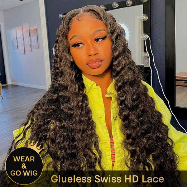Seegethair Pre Bleached Loose Deep Wave Hair 10x6 /7x5 Pre-cut HD Lace Wigs Wear Go Wig Glueless Wigs 180% Density