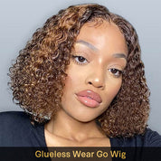 Glueless Wear Go Wigs 4/27 Highlight Water Wave Pre-Cut HD Lace Wig Bob Style