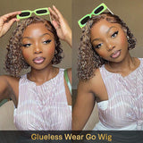 Seegethair 4/27 Highlight Kinky Curly Wear Go Wigs Pre-cut HD Lace Wigs
