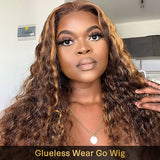 Seegethair Highlight Color Hair Water Wave Wear Go Wigs Glueless 4x6 HD Lace Wigs 180% Density