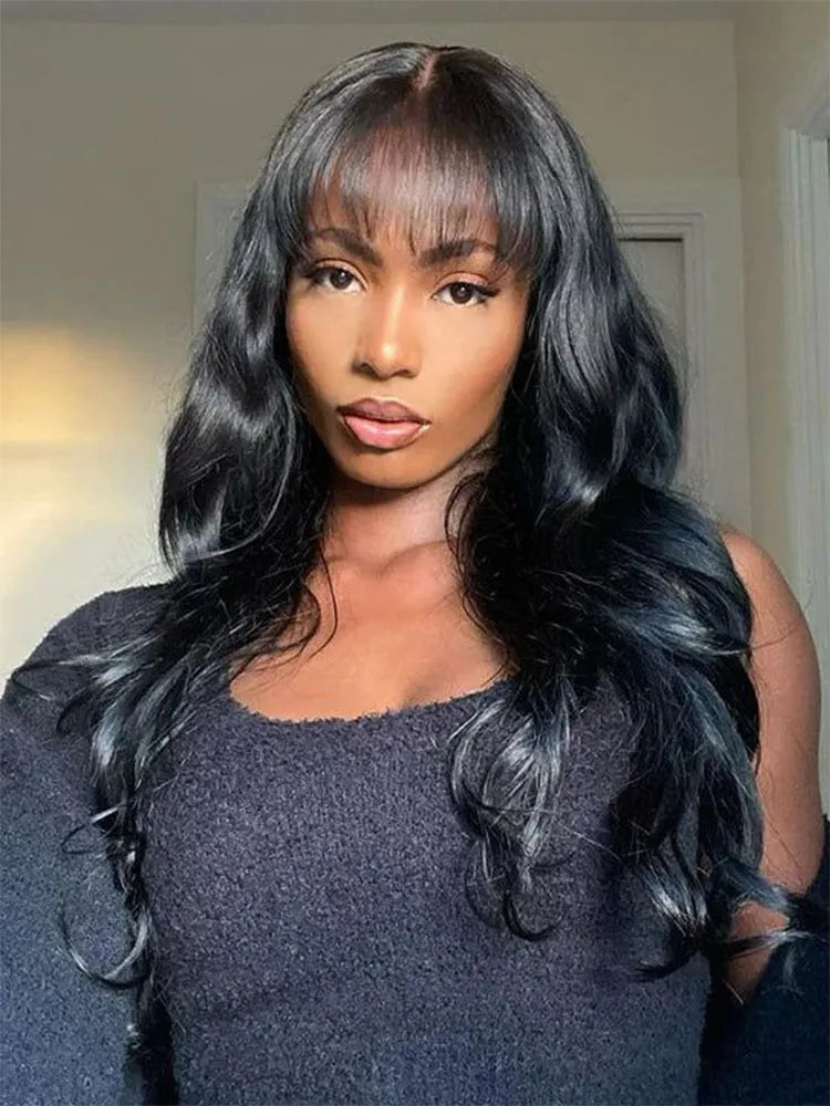 Simidola Gorgeous 4x4 Lace Glueless 200% Body Wave Wig With Curtain Bangs