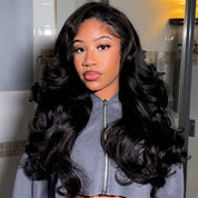 Pre Styled Butterfly Cut Layered Yaki Body Machine Made Human Hair Wigs With Drawstring 250% Density V Part Half Wig U Part Wig Available