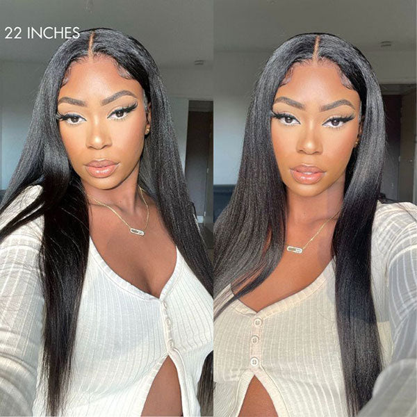 Seegethair Light Yaki Straight Human Hair Glueless Wigs For Beginners 10X6 Parting Max Lace Front Wear Go Wigs