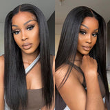 Seegethair Light Yaki Straight Human Hair Glueless Wigs For Beginners 10X6 Parting Max Lace Front Wear Go Wigs